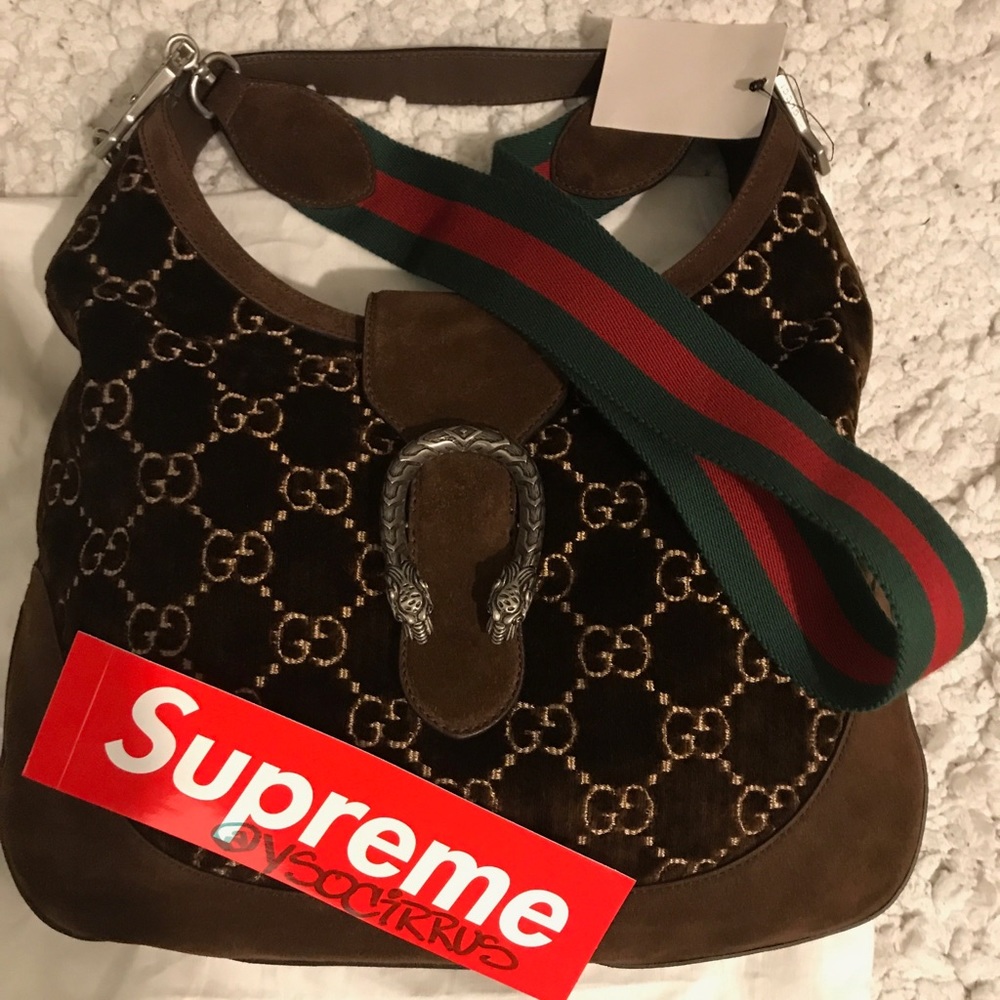 Genuine Gucci Dionysus brown velvet and suede hobo